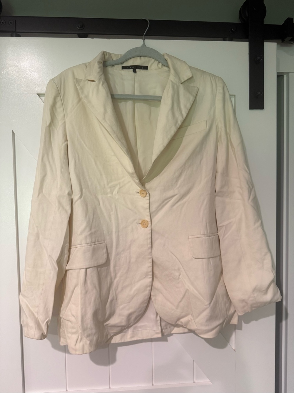 Theory Cream off white Single-Breasted Blazer Jacket size medium